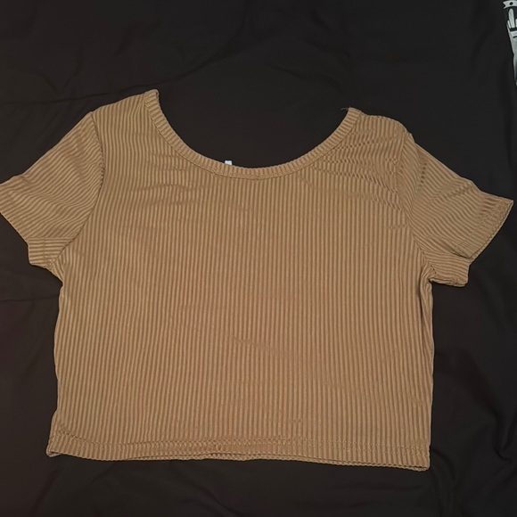 ROMWE Brown Ribbed Crop Top - Picture 4 of 4